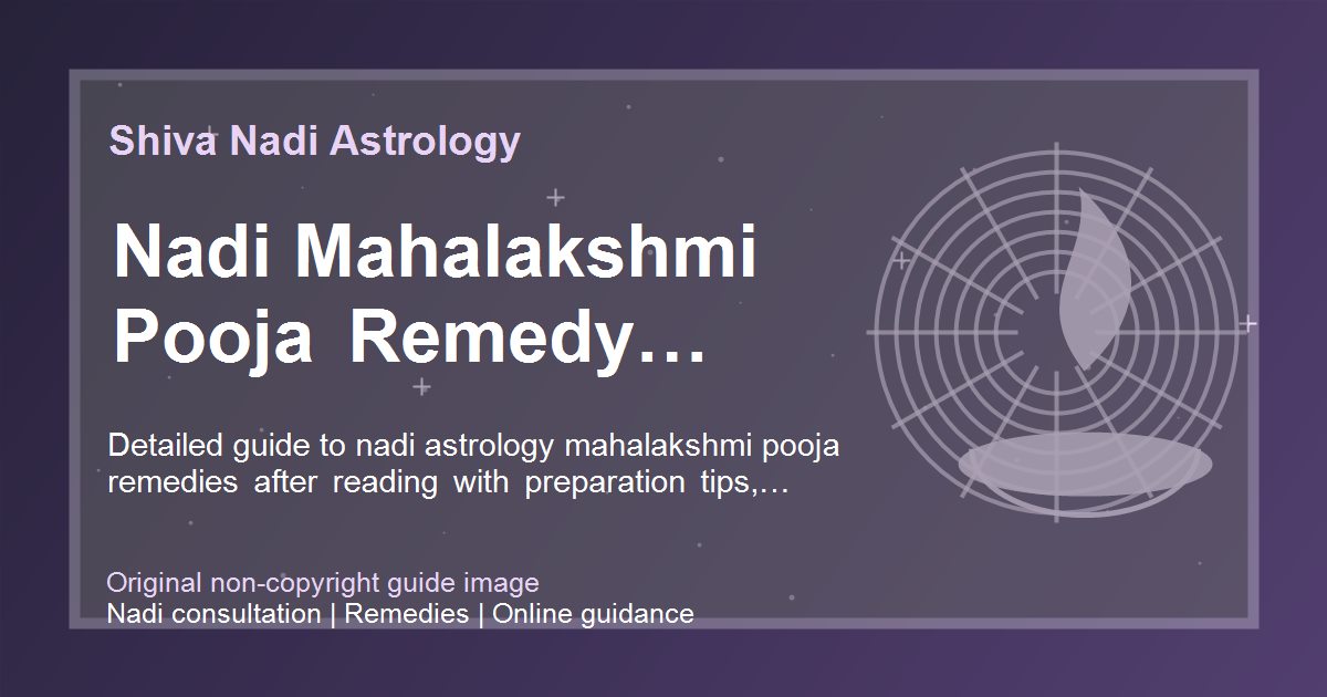 Nadi Mahalakshmi Pooja Remedy Planning guide image