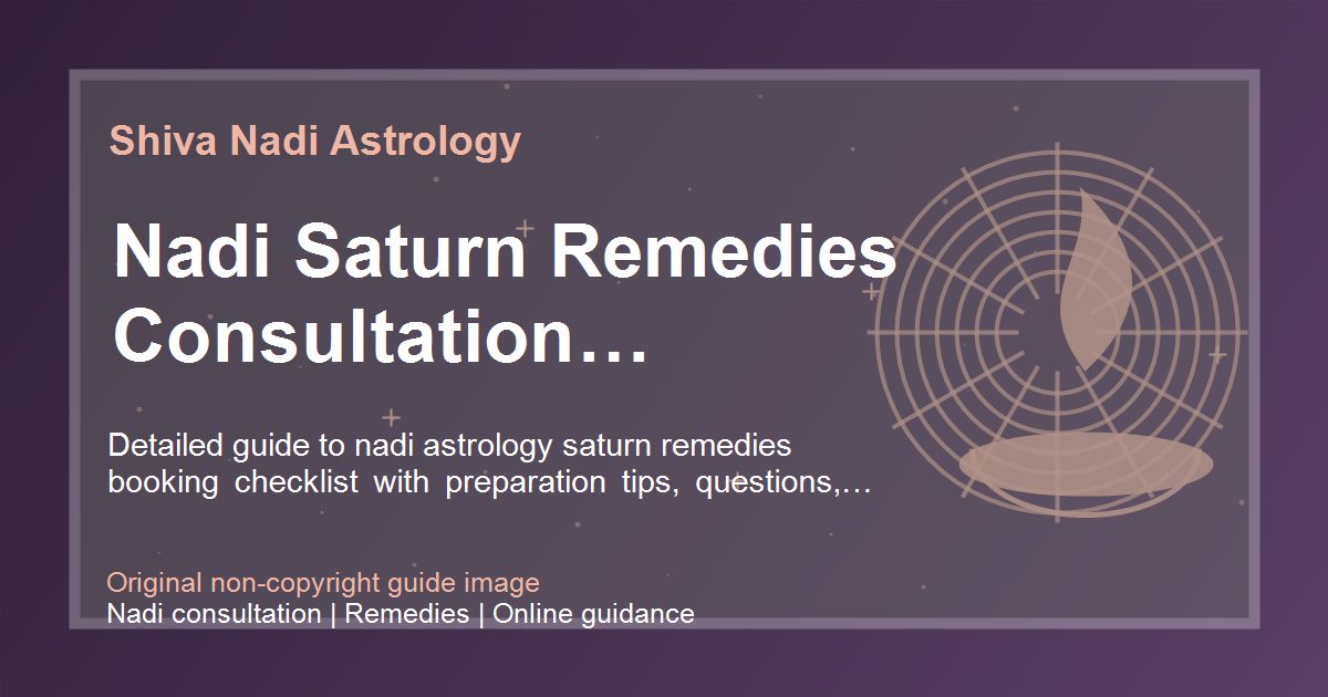 Nadi Saturn Remedies Consultation Checklist guide image